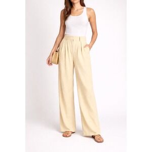 DISSH NWT Amelia Lemon Tencel Linen Blend Wide Leg Pants Butter Yellow- Size 2